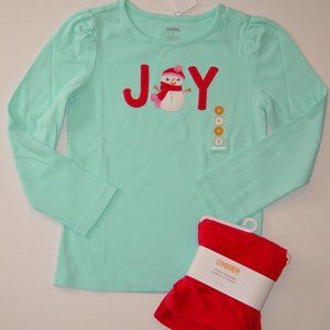NWT Gymboree size 6 top velour leggings outfit Cozy Cutie snowman Joy READ